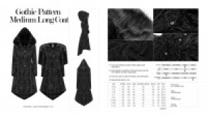  Gothic Pattern Medium Long Coat Punk Rave WY-1054MCF/BK -  