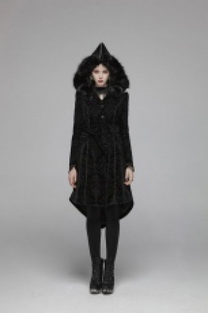  Gothic Pattern Medium Long Coat Punk Rave WY-1054MCF/BK -  