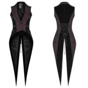  Gothic Red and Black Tuxedo Vest Punk Rave WY-1055MJF/BK-RD -  