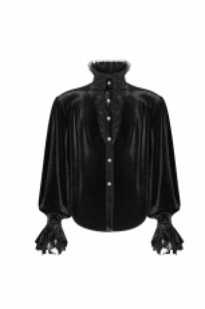  Gothic Velvet Shirt Punk Rave WY-1070CCM/BK -  
