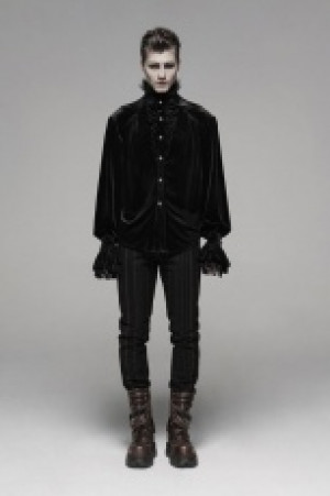  Gothic Velvet Shirt Punk Rave WY-1070CCM/BK -  