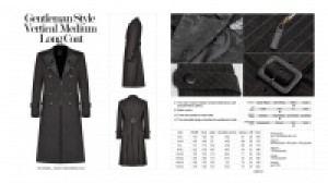  Gentleman Style Vertical Medium Long Coat Punk Rave WY-1073XCM/BK-CO -  