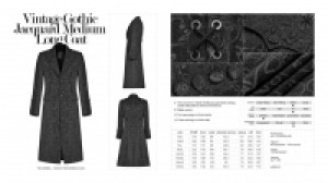  Vintage Gothic Jacquard Medium Long Coat Punk Rave WY-1078XCM/BK -  