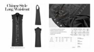  Chinese style long Waistcoat Punk Rave WY-1099MJM/BK -  