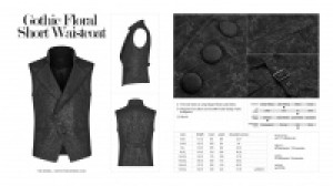  Gothic Floral Short Waistcoat Punk Rave WY-1112MJM/BK -  
