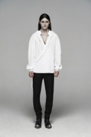   Gothic Low-cut Loose Shirt Punk Rave WY-1113CCM/WH -  