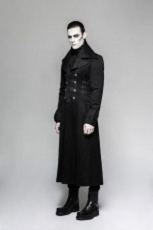  Gentleman Steam Punk Arctic Wolf Collar Long Coat Punk Rave Y-742/BK-ST -  
