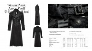  Gentleman Steam Punk Arctic Wolf Collar Long Coat Punk Rave Y-742/BK-ST -  