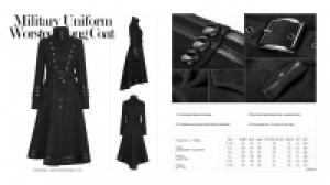  Military Uniform Worsted Long Coat Punk Rave Y-766/BK -  