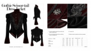  Gothic Scissor-tail Dress Jacket Punk Rave Y-769/BK-RD -  