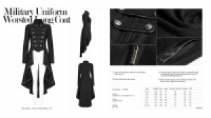  Military Uniform Worsted Long Coat Punk Rave Y-786/BK -  
