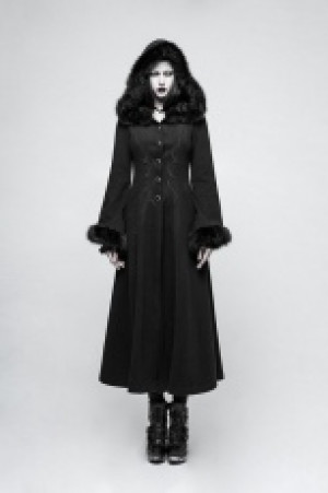  Gothic Disc Flowers Long Worsted Coat Punk Rave Y-796/BK -  