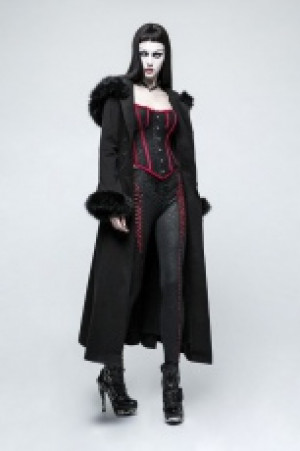  Gothic Disc Flowers Long Worsted Coat Punk Rave Y-796/BK -  