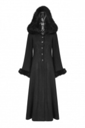  Gothic Disc Flowers Long Worsted Coat Punk Rave Y-796/BK -  