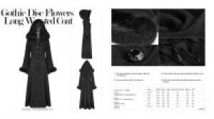  Gothic Disc Flowers Long Worsted Coat Punk Rave Y-796/BK -  