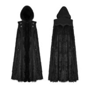  Gothic Witch Long Fur Cloak Punk Rave Y-803/BK -  