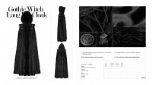  Gothic Witch Long Fur Cloak Punk Rave Y-803/BK -  