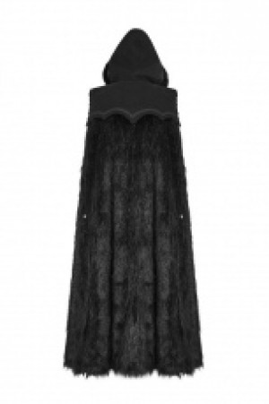  Gothic Witch Long Fur Cloak Punk Rave Y-803/BK -  