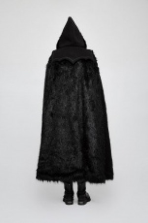  Gothic Witch Long Fur Cloak Punk Rave Y-803/BK -  