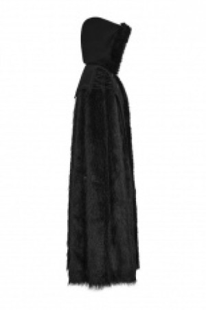  Gothic Witch Long Fur Cloak Punk Rave Y-803/BK -  