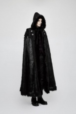  Gothic Witch Long Fur Cloak Punk Rave Y-803/BK -  