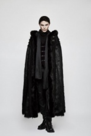  Gothic Witch Long Fur Cloak Punk Rave Y-803/BK -  