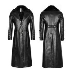  Military Uniform Long PU Leather Coat Punk Rave Y-818/BK -  