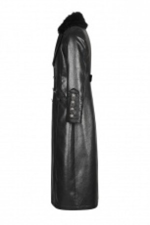  Military Uniform Long PU Leather Coat -  2