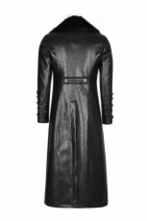  Military Uniform Long PU Leather Coat -  1