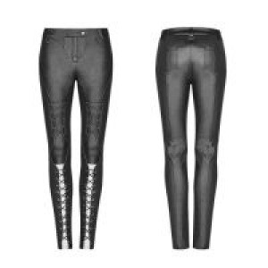  Punk Pressure Adhesive Faux Leather Woven Trousers Punk Rave WK-343XCF/BK -  