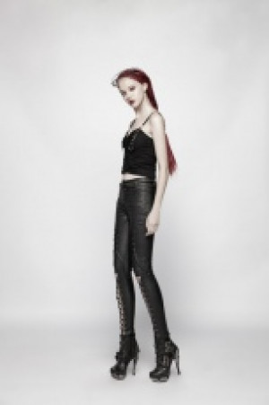  Punk Pressure Adhesive Faux Leather Woven Trousers Punk Rave WK-343XCF/BK -  