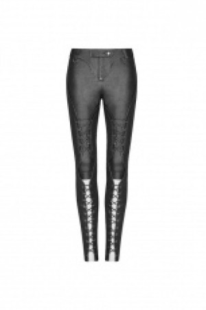  Punk Pressure Adhesive Faux Leather Woven Trousers Punk Rave WK-343XCF/BK -  