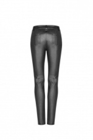  Punk Pressure Adhesive Faux Leather Woven Trousers Punk Rave WK-343XCF/BK -  