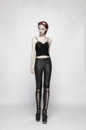  Punk Pressure Adhesive Faux Leather Woven Trousers Punk Rave WK-343XCF/BK -  