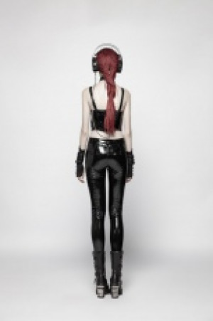 Punk Pressure Adhesive Faux Leather Woven Trousers Punk Rave WK-343XCF/BK-BRI -  