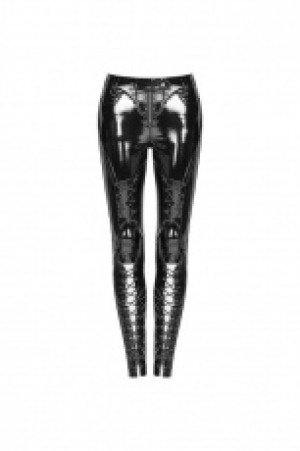  Punk Pressure Adhesive Faux Leather Woven Trousers Punk Rave WK-343XCF/BK-BRI -  