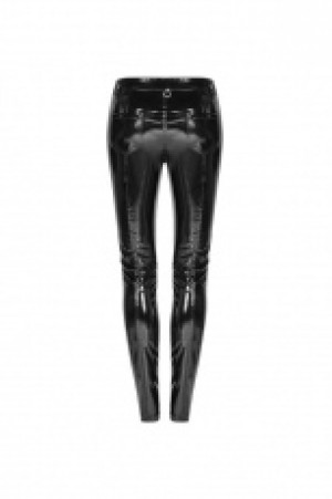  Punk Pressure Adhesive Faux Leather Woven Trousers Punk Rave WK-343XCF/BK-BRI -  