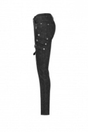  Punk Floral Denim Trousers Punk Rave WK-355XCF/BK -  