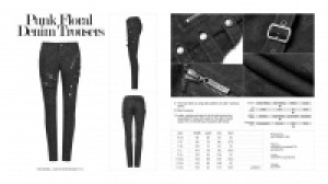  Punk Floral Denim Trousers Punk Rave WK-355XCF/BK -  