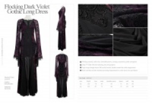  Flocking Dark Violet Gothic Long Dress Punk Rave Q-265U/BK-VI -  