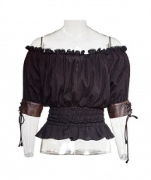  Steampunk Slash Neck T-shirt Punk Rave T-444/BK -  