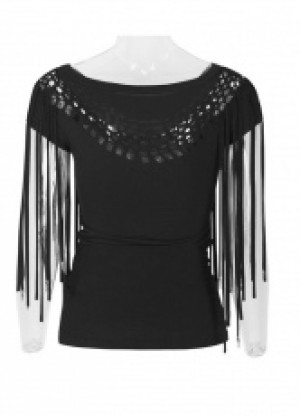  Tassel Hollow Burnt Out Knit Short Sleeve Top -  3