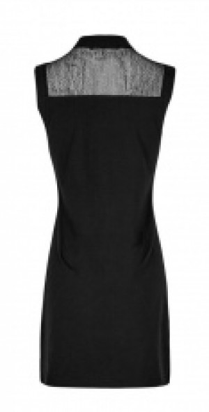  PUNK Dark Black Mosaic Mesh Small Stand Collar Dress Punk Rave OPQ-231LQF/BK -  