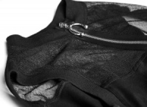  PUNK Dark Black Mosaic Mesh Small Stand Collar Dress Punk Rave OPQ-231LQF/BK -  