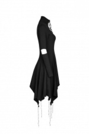  Gothic heart shape breast hollow out asymmetry hem laced dress Punk Rave OPQ-238LQF/BK -  