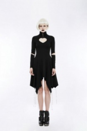  Gothic heart shape breast hollow out asymmetry hem laced dress Punk Rave OPQ-238LQF/BK -  