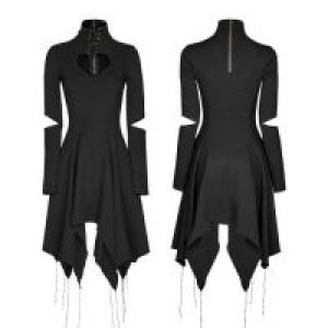  Gothic heart shape breast hollow out asymmetry hem laced dress Punk Rave OPQ-238LQF/BK -  