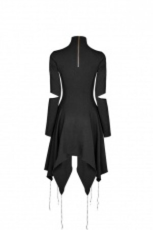  Gothic heart shape breast hollow out asymmetry hem laced dress Punk Rave OPQ-238LQF/BK -  