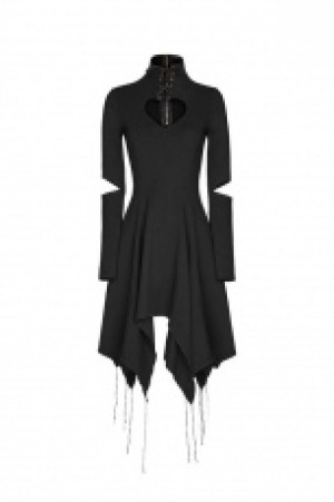  Gothic heart shape breast hollow out asymmetry hem laced dress Punk Rave OPQ-238LQF/BK -  