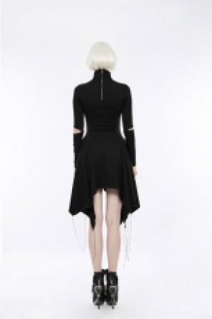  Gothic heart shape breast hollow out asymmetry hem laced dress Punk Rave OPQ-238LQF/BK -  